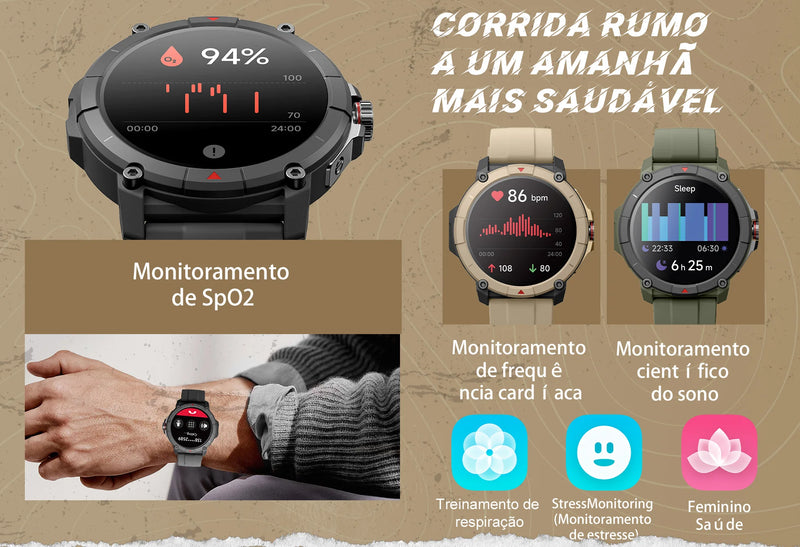 Relógio Smart MASX Oasis X Premium - GPS, Alexa Integrada, Hi-Fi Bluetooth, Chamadas, Esportivo e Militar